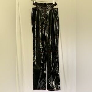 I AM GIA Paris Pants Pleather Black with True Red Stitching Back Zipper Small